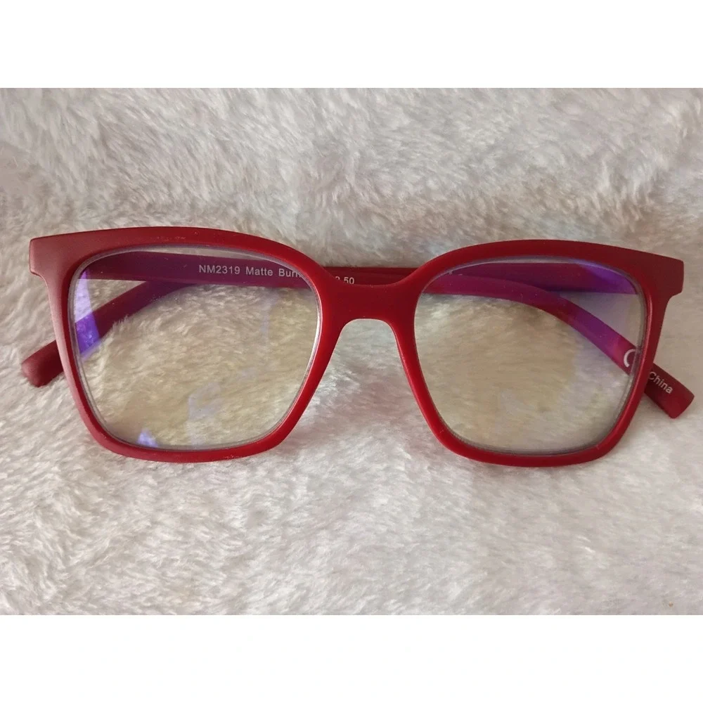 Nicole Miller New York NM2319 +2.50 Reading Glasses Matte Burnt Red Cat Eye...
